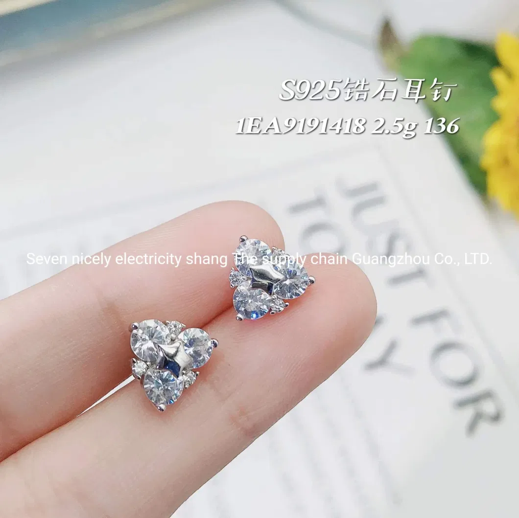 New 925 Sterling Silver Jewelry Women Assessories Earring Fashion Jewellry with White Crystal