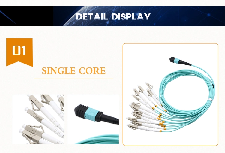 MPO to LC Om3 mm 12cores Fiber Optic Patch Cord