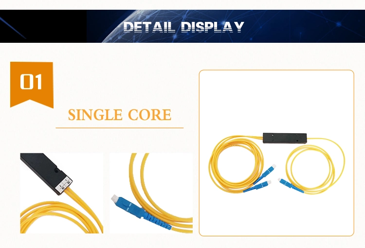 ABS Box Fiber Optic PLC Splitter Singlemode Sc Upc Pigtail 1310/1550/1490 Nm Fbt Coupler